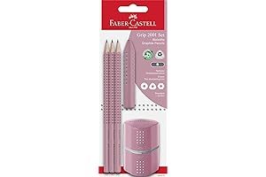 Faber-Castell GRIP 2001 580073 Pencil Set - Three Pencils with Eraser and Sharpener
