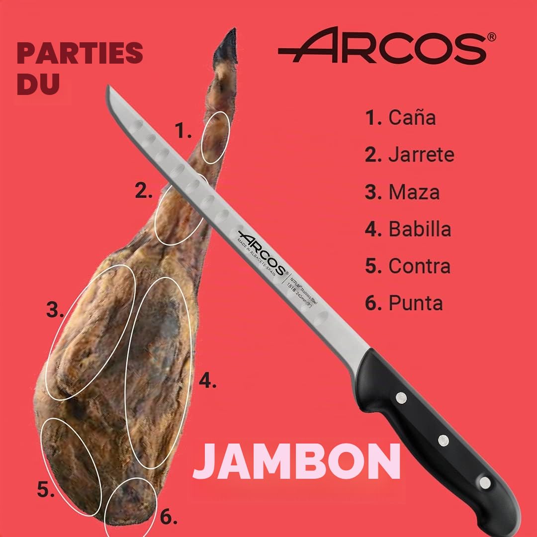 Arcos Couteau à Jambon Professionnel Acier Inoxydable Nitrum 240 mm