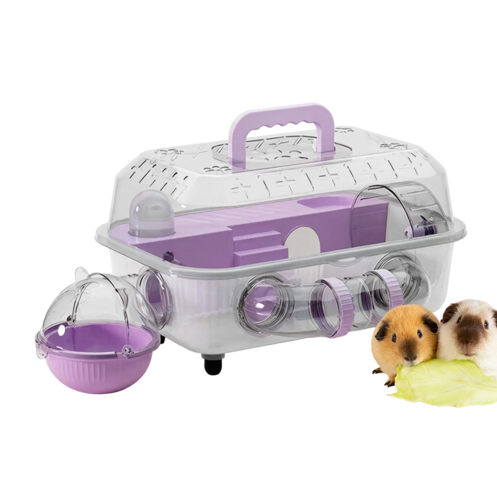 Cage Hamster Nid 2 Étages Transparent Amovible Assemblé | Avec Tunnel et Roue Silencieuse 37x25x22cm Cage pour Souris Litière Repos Cachette Gerbille Souris Intérieur Extérieur