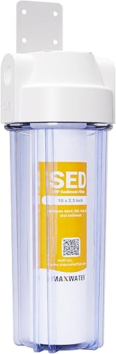 Miniatura 8 de Max Water Whole House Water Filter 10 inch Housing for Under Sink RO Water Filtration System w/PP Sediment Water Filter 5 Micron, 3/4 NPT, Wrench +