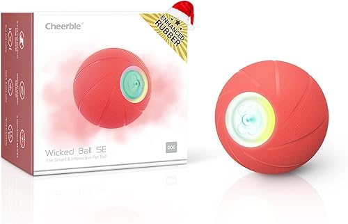 Cheerble Versión de goma mejorada Pelota de juguete inteligente interactiva para perros, Wicked Ball SE, bola giratoria de movimiento automático