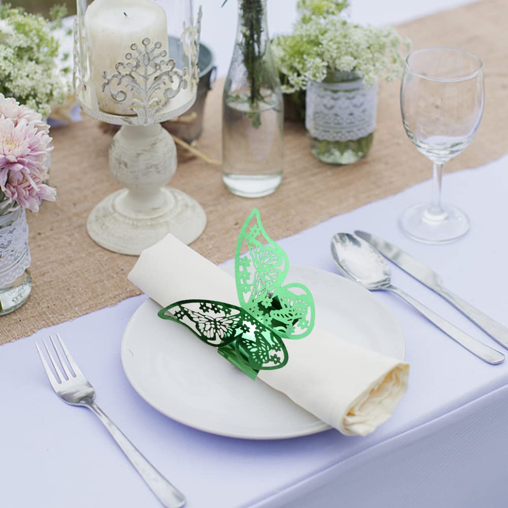 100 Portatovaglioli A Farfalla 3D | Carta Satinata Oro/rosa/argento | Decorazioni Tavole Da Pranzo E Feste