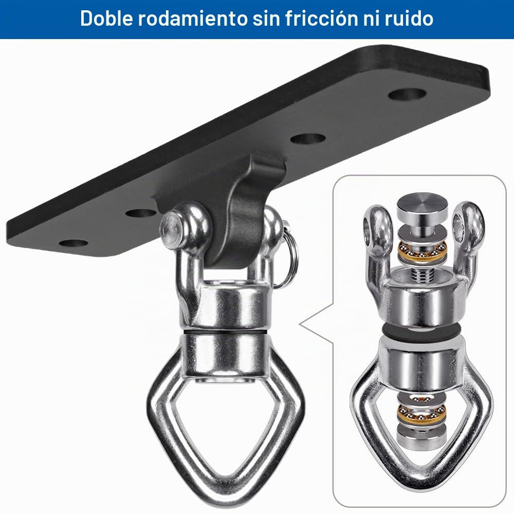 BeneLabel Percha de techo con capacidad de carga de 408 kg, percha de acero inoxidable, soporte de silla colgante de 360° para seda de aire, bolsa de boxeo, anillo de gimnasio