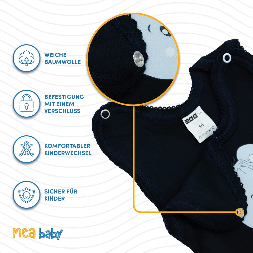 MEA BABY Pelele de bebé unisex con estampado 100% algodón en paquete de 5 unidades para bebé para niñas, Para niños 2, 9 mes