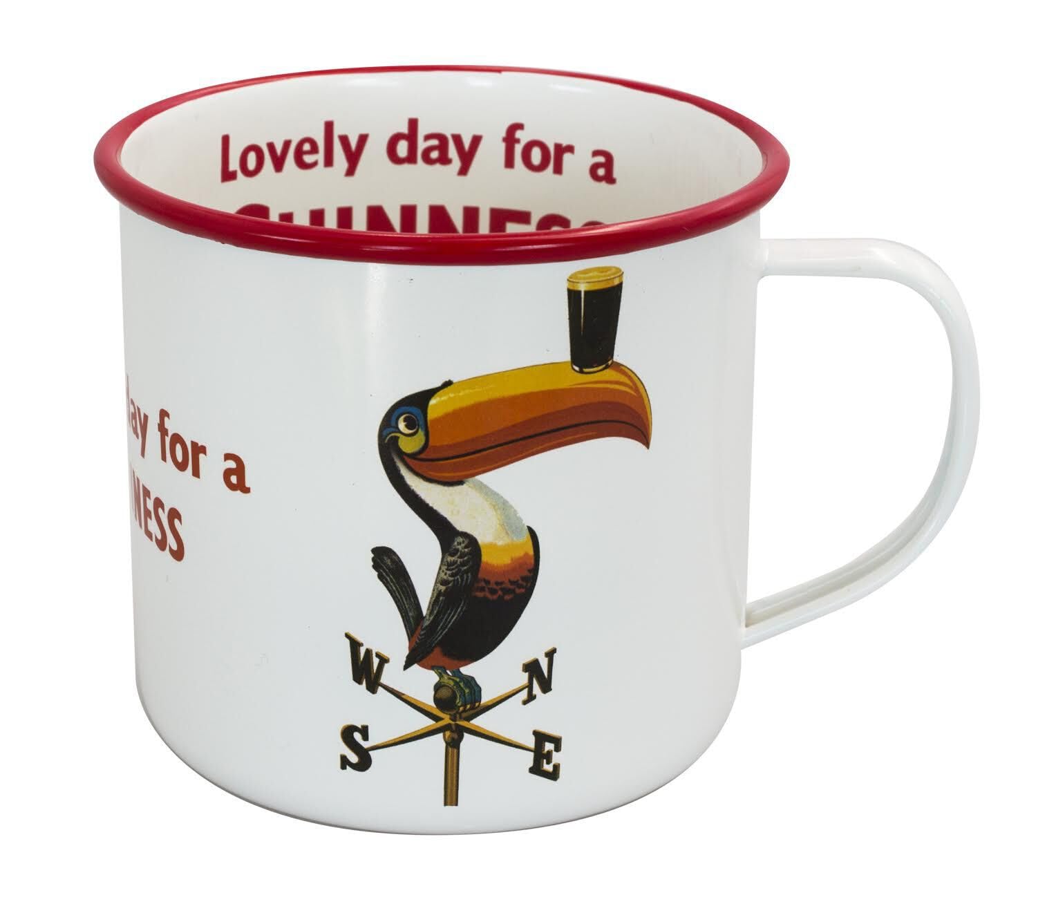 Guinness Enamel Toucan On Weathervane Design Mug with Lovely Day for a