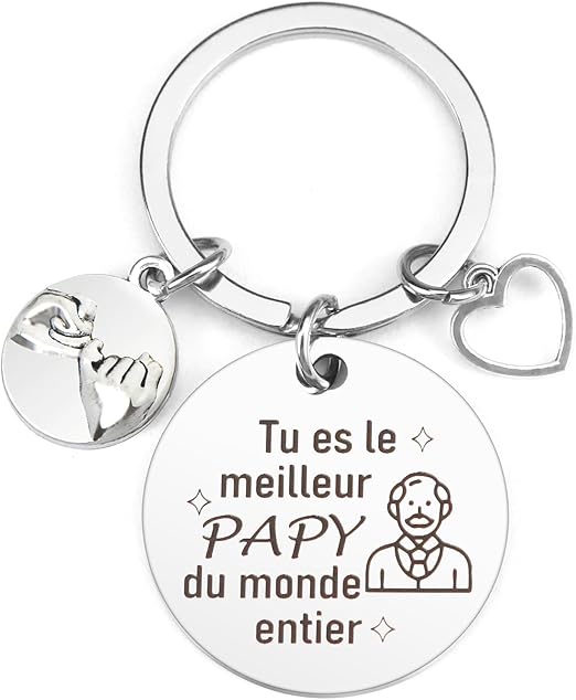 Porte-clés Cadeau Pour Mamie - Pendentif Acier Inoxydable Argenté, Diamètre 3 Cm, Avec Sac Cadeau - Pour Fête Des Grands-mères, Anniversaire, Noël