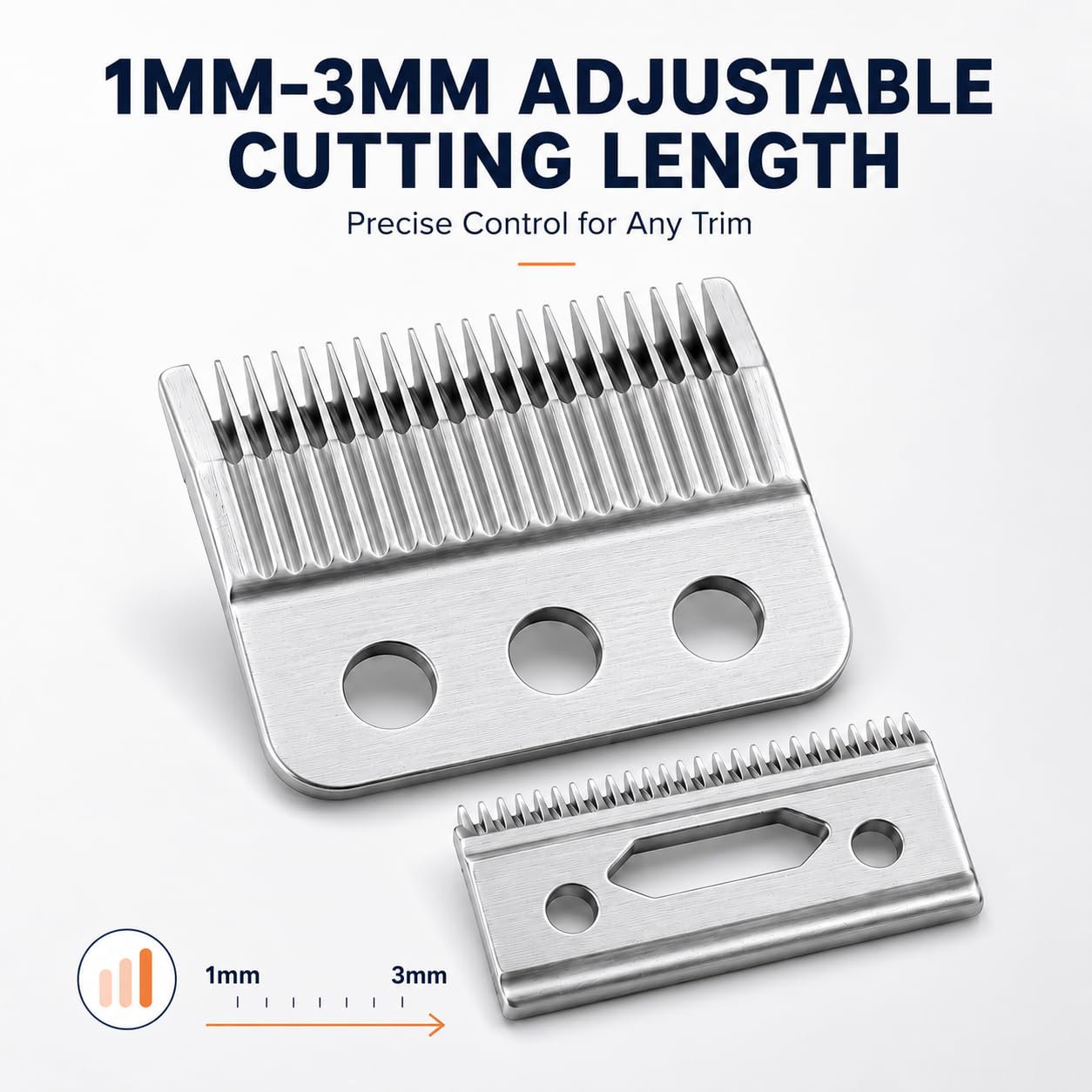 Replacement Blade Compatible with Wahl 3-Hole Clippers, 1-3mm, Silver