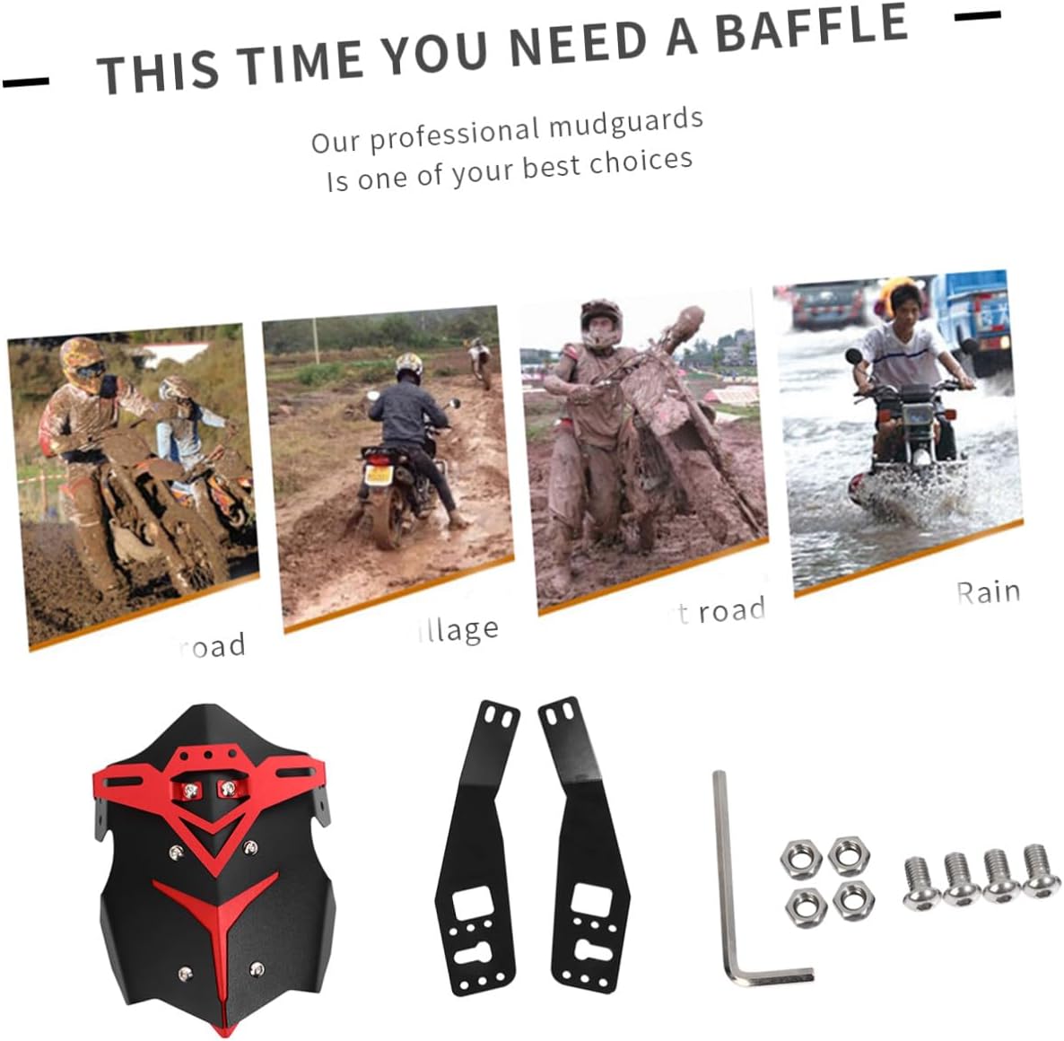 Aluminum Alloy Rear Fender Mud Guard for Motorcycle Off-Road Dirt Bike, Red Rear Mudguard Splash Guard Motor Accessory for Motor Modification