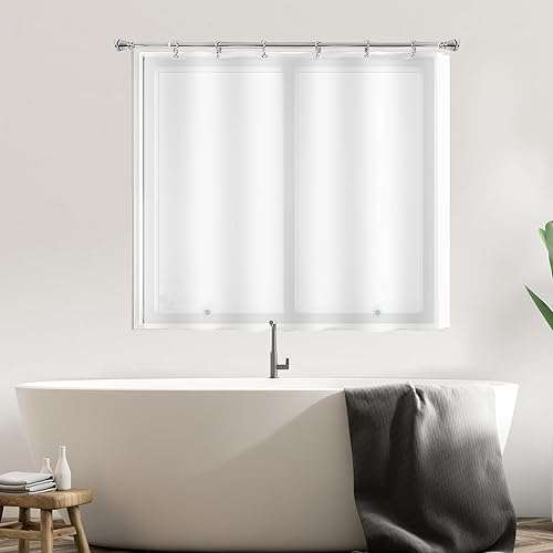 Cortina de ducha sedosa esmerilada para cortina de ventana de baño, 40 x 36 pulgadas, de plástico impermeable, de vinilo PEVA, cortinas cortas para