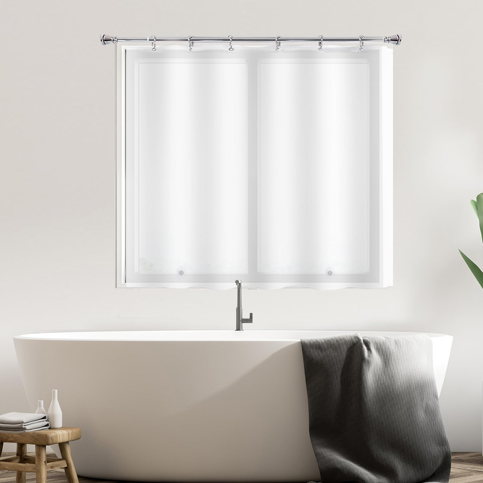 GBYcLyw Silky Frosted Shower Curtain Liner for Bathroom Window Curtain 60‘’W x 48''L, Waterproof Plastic Peva Short Window Curtains