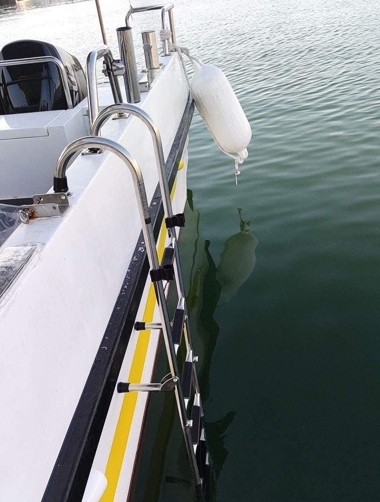 Drabina do pontonów ze stali nierdzewnej Drabina do łodzi ze stali nierdzewnej, 4-stopniowa drabina morska, wytrzymała drabina pokładowa, pojemność 200 kg, do łodzi, jachtu, kampera, kampera