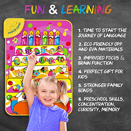 GIKPAL Alphabet Musical Toy Mat, “from A to Z” Learning Mat for Educational, Floor Play Mat with Quiz and Disc Modes for Babies and Toddlers - Thumbnail 4