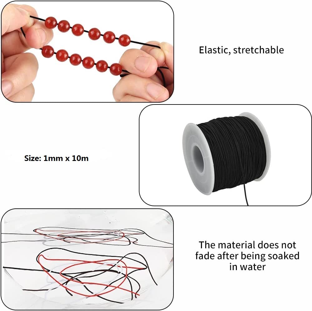 2 Rotoli Di Elastico Per Braccialetti - 1mm X 100m Nero E Bianco