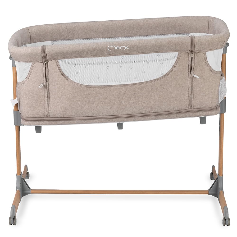 Momi Lettino multifunzione SMART BED 4-in-1, lettino co-sleeping e box, per bambini fino a 15 kg di peso, con altezza regolabile a 5 livelli, con materassino, cinghie di fissaggio e rotelle