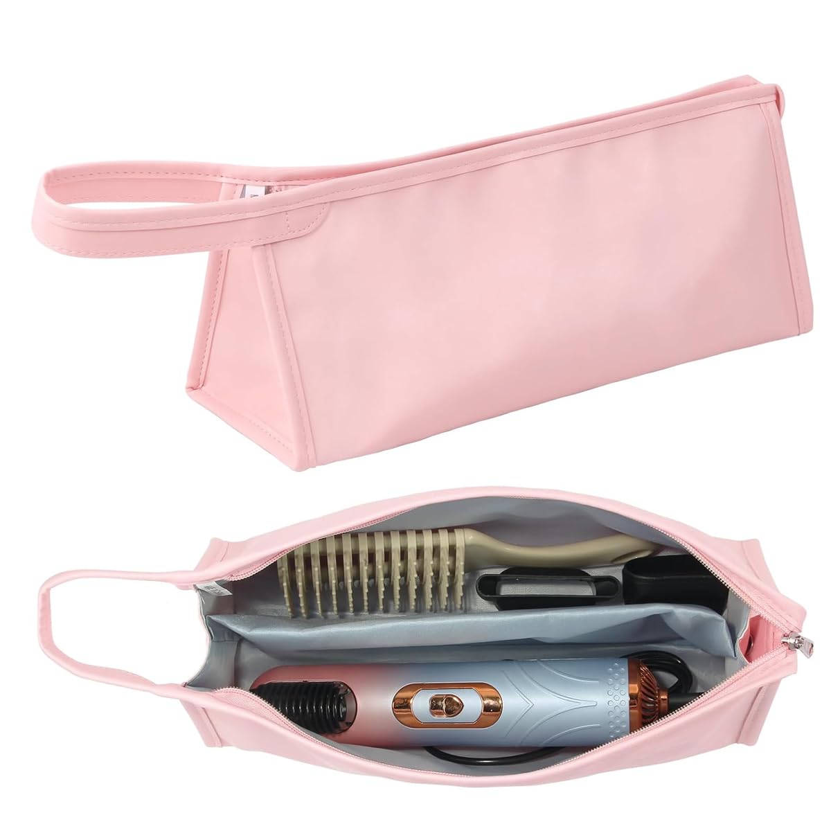MAYCREATE® PU Leather Travel Case for Airwrap Styler Supersonic Hair Dryer, Waterproof Anti-Scratch Dustproof Shockproof Protection Portable Storage Bag Travel Gift Case, Pink-picture-29