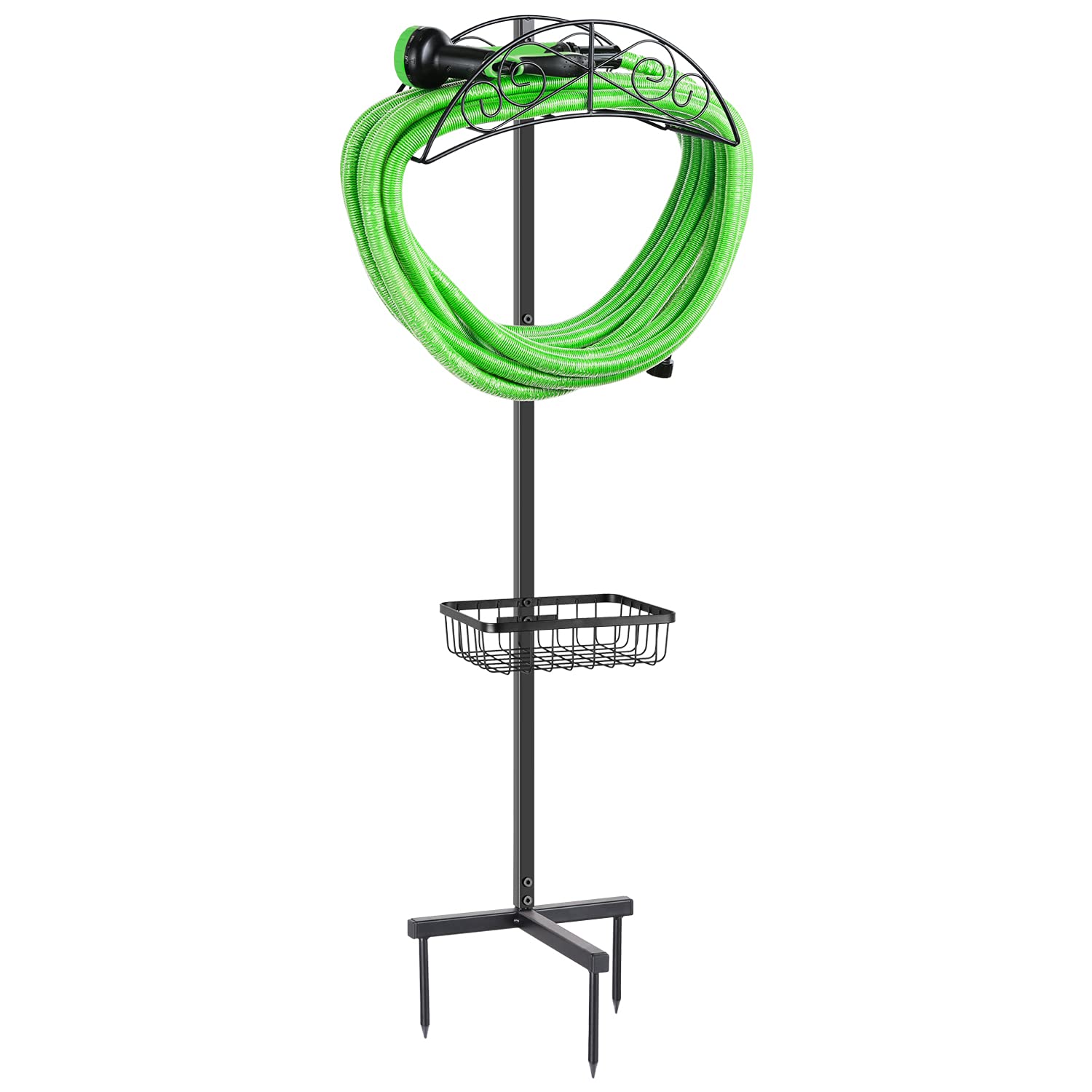 Buy Ohuhu Garden Hose Holder for Outside with Tools Basket, Detachable Metal Water Hose Hanger
