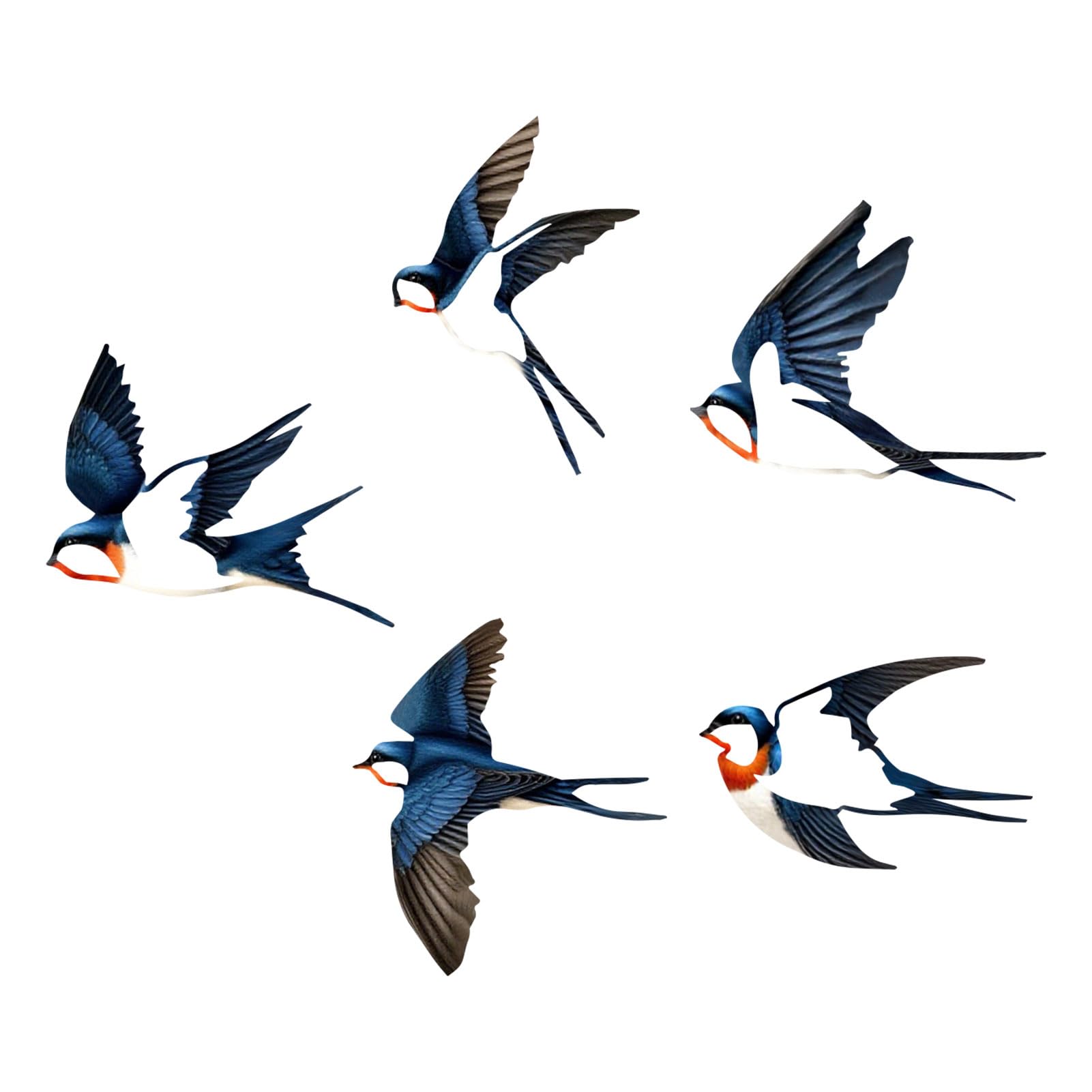 ESTART Birds Metal Wall Decor, 5 Pcs Black Birds Metal Wall Art Outdoor Hanging Decorative Bird Wall Sculpture for Home Kitchen Patio Bedroom Living Room Bathroom Garden (Vintage Color)
