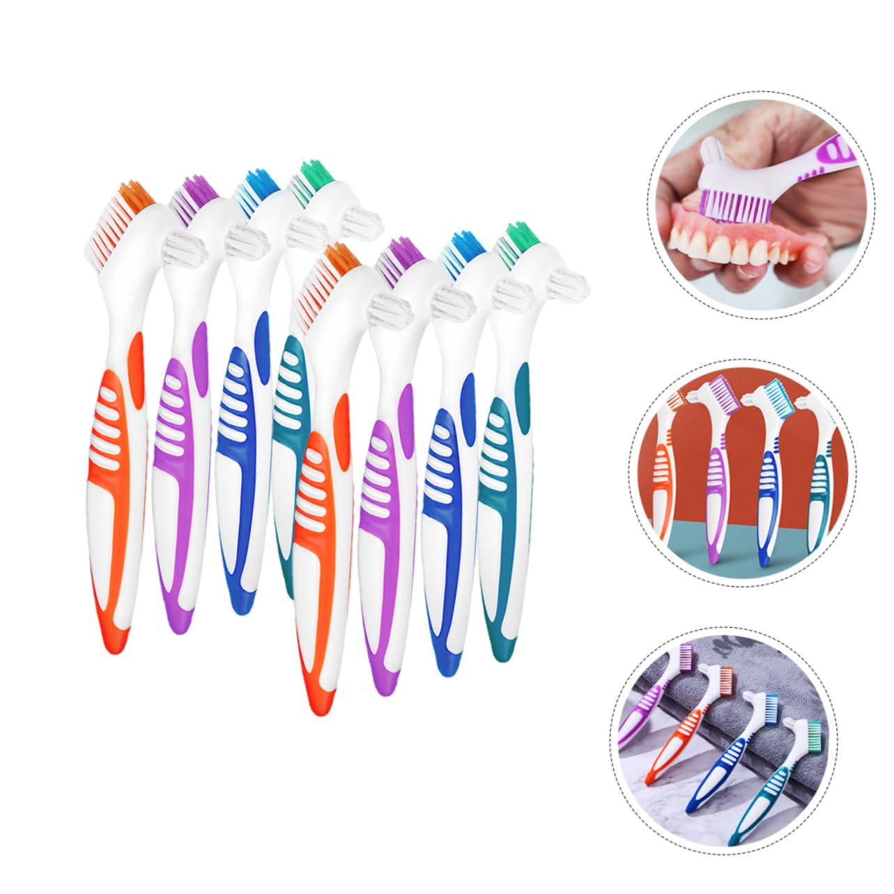 5 Set Spazzola Per La Pulizia Della Protesi Spazzolino Per Dentiera Spazzolino Resistente B Denti Finti Doppio Detergente Per Protesi Spazzolini Per Protesi Maniglia Pp 8 Pezzi*5