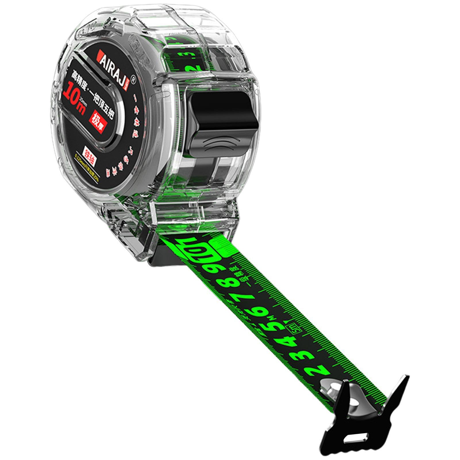 Bitong Transparent Steel Tape Measure, 5m/7.5m/10m, Auto-Locking Measuring Tape, Dual Sided, Fluorescent Scale, Stainless Steel, Ideal for DIY, Construction, and Crafts