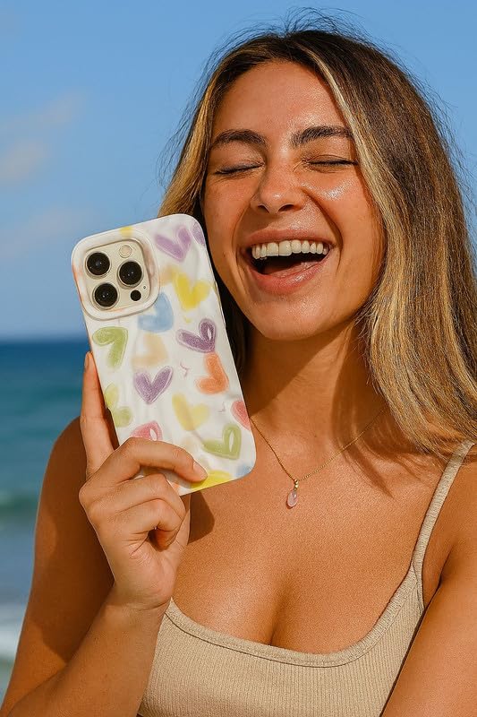 Image of COVERLY for iPhone 15 Pro Max 3D Colorful Vibrant Doodle Phone Case, Luxury Texture Trendy Retro Cute Girly Sexy Artistic Stylish Design -Aesthetic Shades Princess Cover for Apple iPhone 15 Pro Max