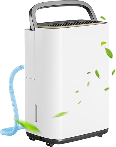 Miniatura 1 de Deshumidificador de 5000 pies cuadrados, deshumidificadores de 50PT24H con manguera de drenaje para sótano, deshumidificador de compresor grande