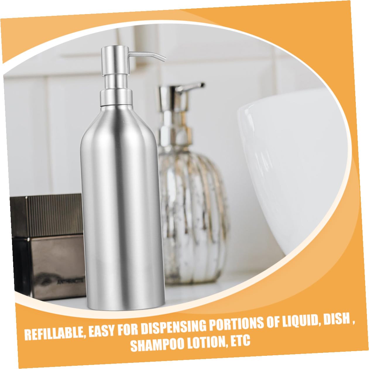 Hemobllo 2 pezzi Dispenser Sapone Acciaio Inossidabile Pompa Manuale Ricaricabile per Shampoo e Bagnoschiuma Bottiglia Elegante e Resistente per Bagno Casa e Hotel