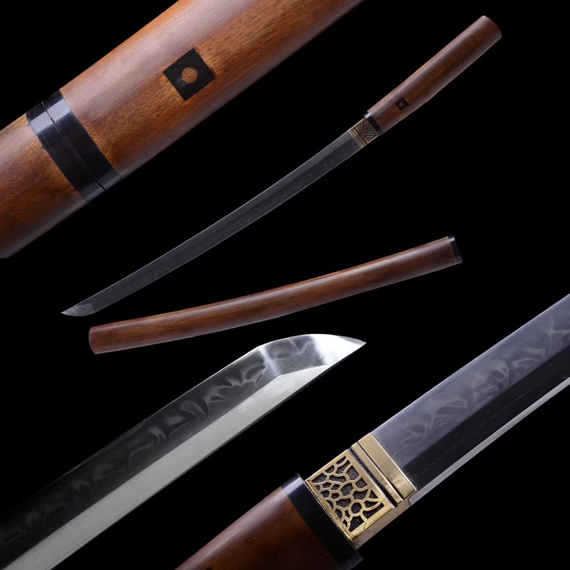 Handmade Choji Hamon Japanese Clay Tempered T10 Steel Wakizashi Samurai Sword Katana Shirasay Sharp Blade