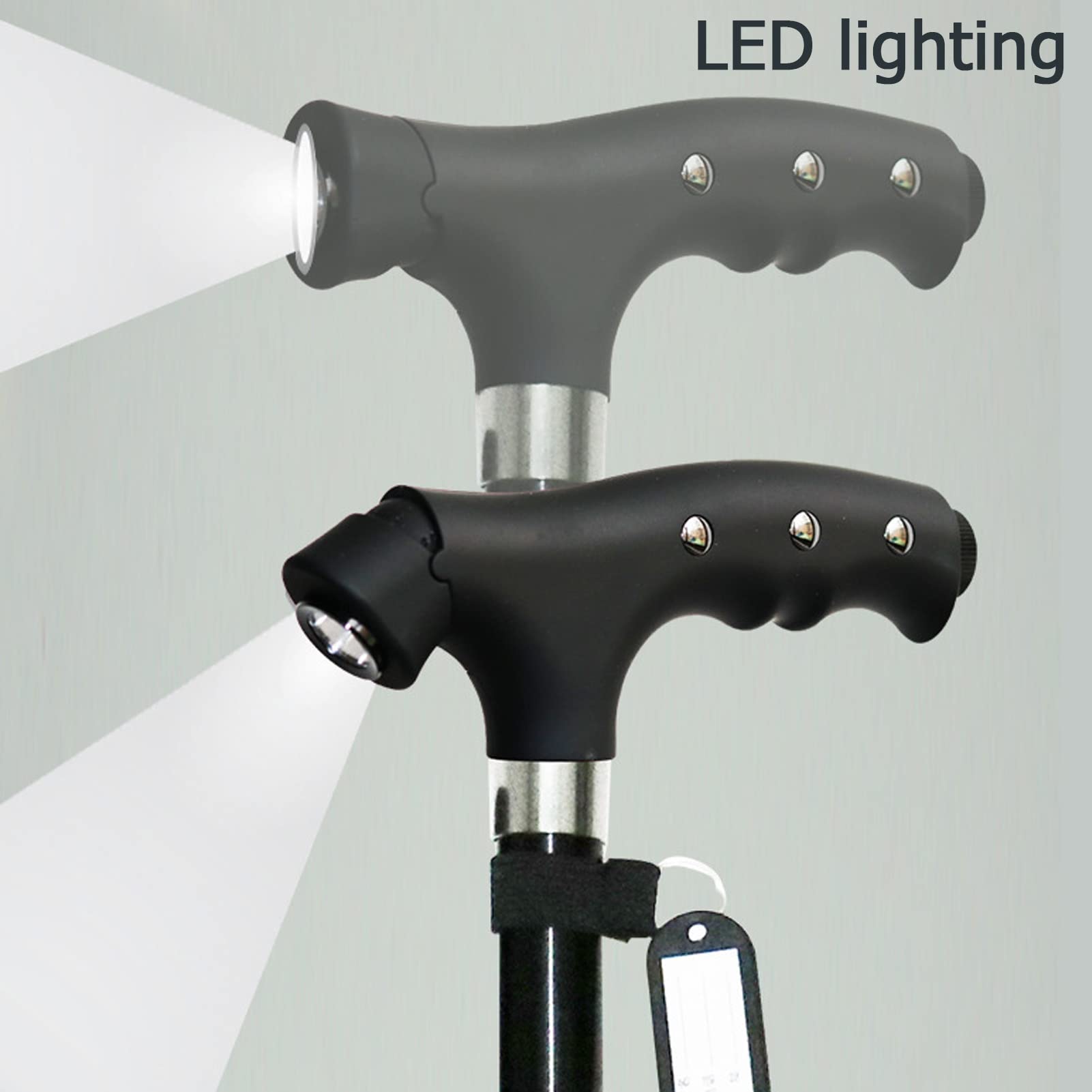 Bastone da Passeggio Flessibile, Facile Regolabile in Altezza Allungabile per Camminare con Luce A LED Aiuto per La Mobilità Leggero E Durevole per Anziani,Rosso