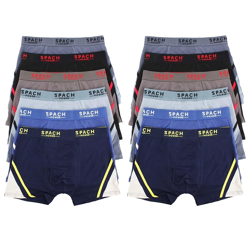 Men's Two Toned Comfort Stretch Boxer Brief Breathable Underwear Pack of 12