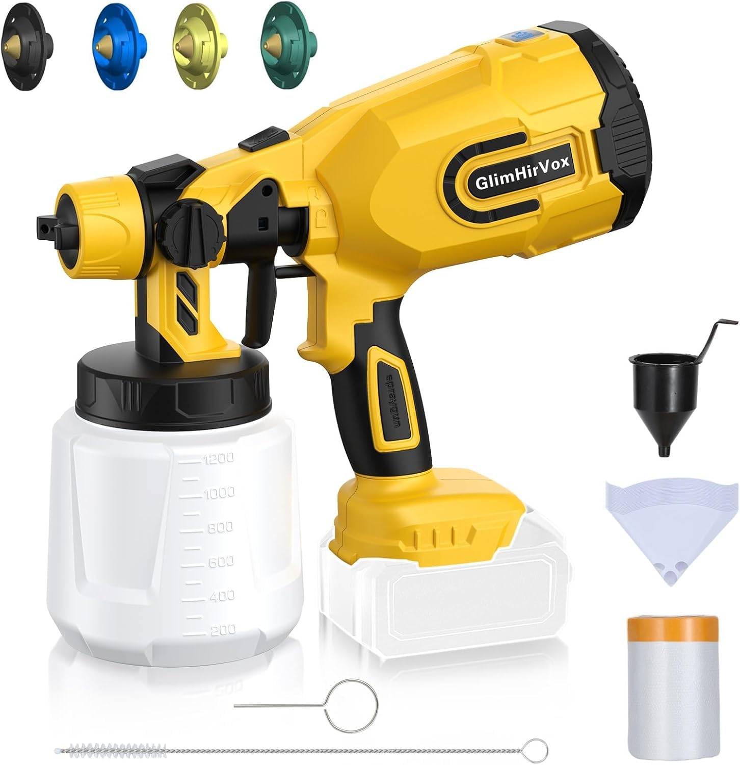 Photo 1 of Cordless Paint Sprayer for Dewalt 20V MAX Battery, Electric Spray Paint Gun for House, 4 Copper Nozzles, Paint Spray Gun with Power Display, Paint Sprayers for Home Interior and Exterior (No Battery)