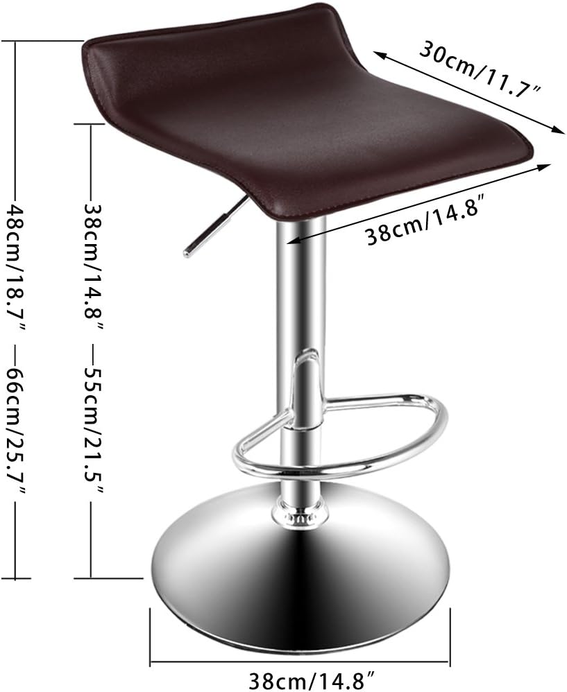 Gracelove 2pcs Bar Stool Chair Swivel Seat Adjustable Height Counter Chrome Furniture US (Black)