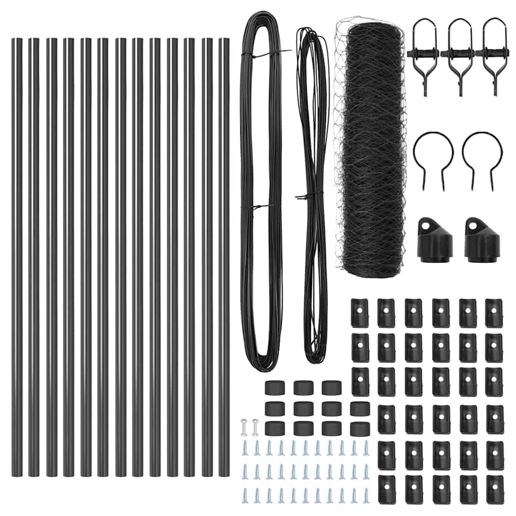 Zaunpfosten Set aus Stahl, 25 x 0,5 m, grau, für Außenbereich, robuste Metall Zaunpfosten für Garten und Terrasse, einfache Montage, wetterfest