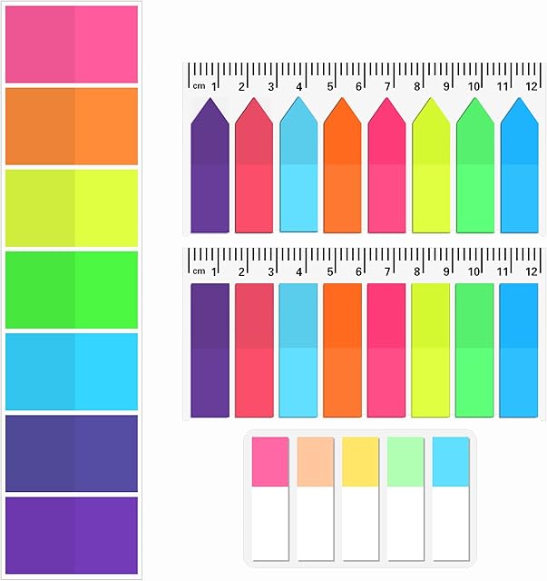 560PCS Page Markers Sticky Index Tabs Colored Flag Tabs Arrow Tabs for Book Marks, Translucent Sticky Notes for School Office Reading