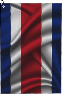 EASDEY Silk Style Flag of Costa Rica Golf Towel 24x16in Microfiber Golf Towels Waffle Towel Golf Accessories Cleaning Cloth