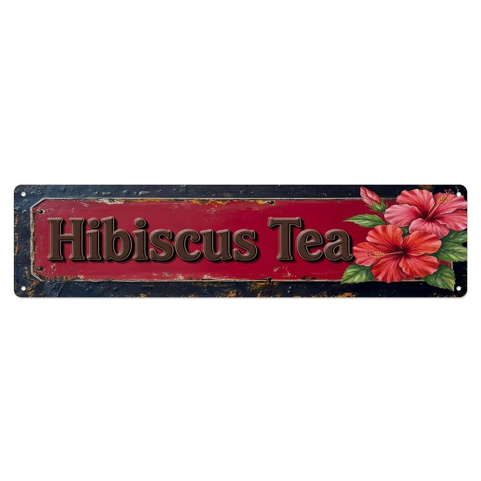 Vintage Hibiscus Tea Tart Farmhouse Metal Tin Sign