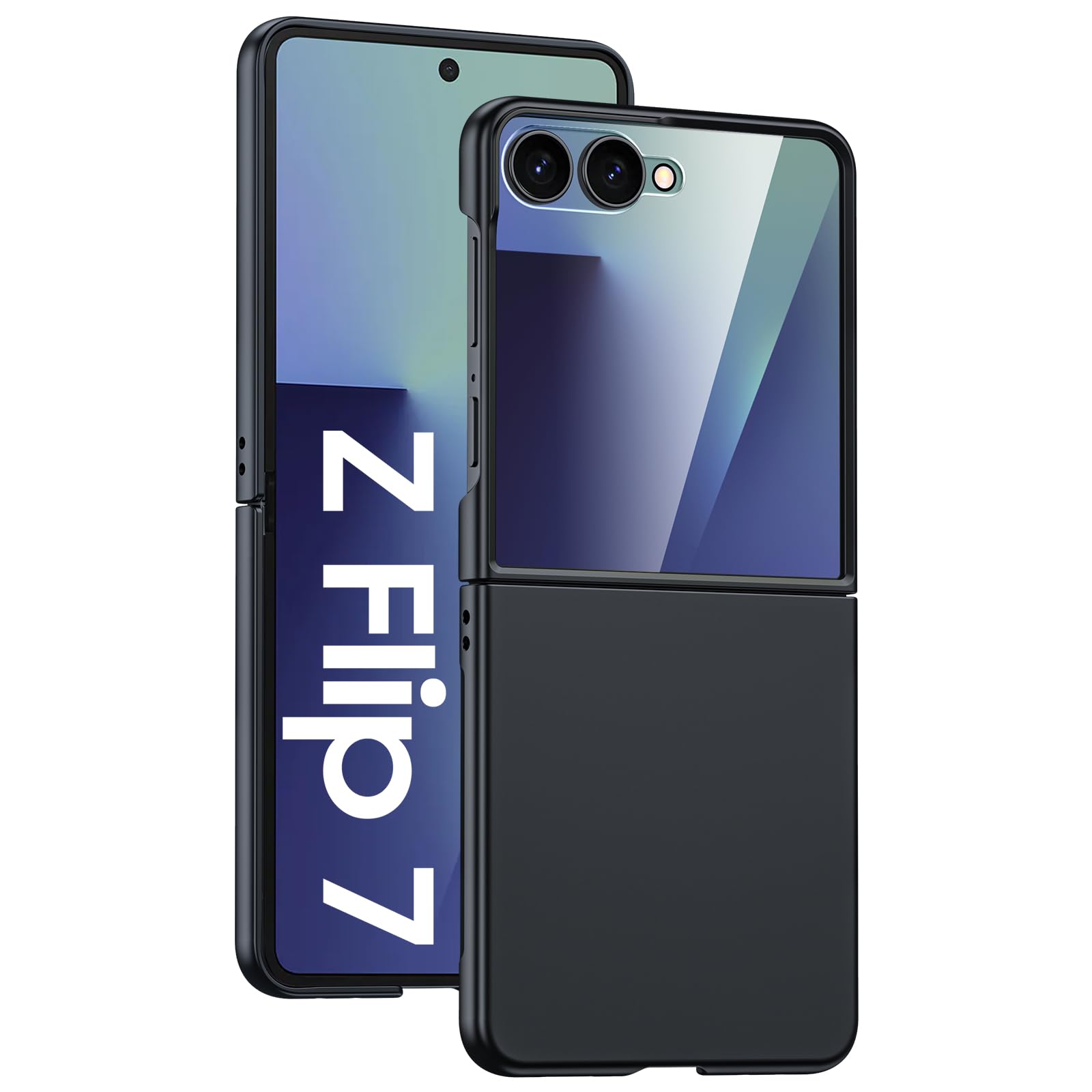 GooseBox for Samsung Galaxy Z Flip 7 Case with Screen Protection,Z Flip 7 Slim HD Clearly Case Ultra-Thin Anti-Scratch Shockproof Phone Case(Black)