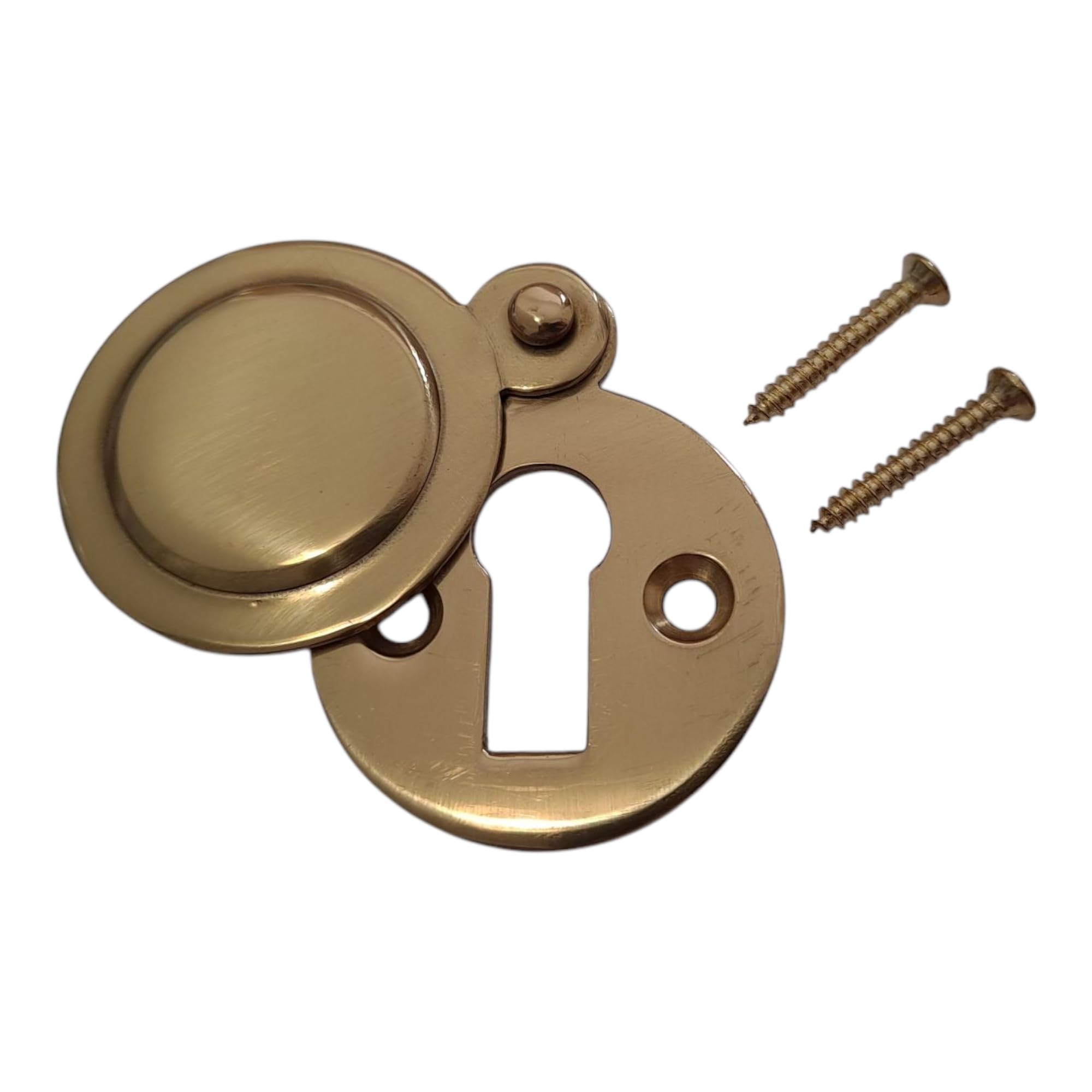 33mm Polished Brass Round Keyhole Cover Escutcheon with Screws