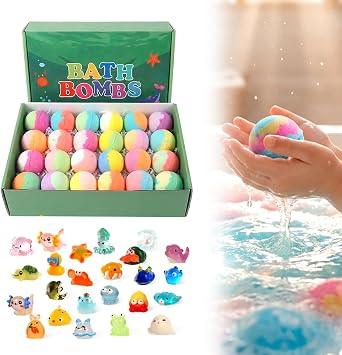 12PCS Bath Bombs for Kids, 2026 New Ocean Toy Bath Salt Ball Sleeve Box Bath Bombs with Surprise Inside, Colorful Bubble Bath Fizz, Perfect Birthday, Party Gift for for Women, Girls, Boys Set B