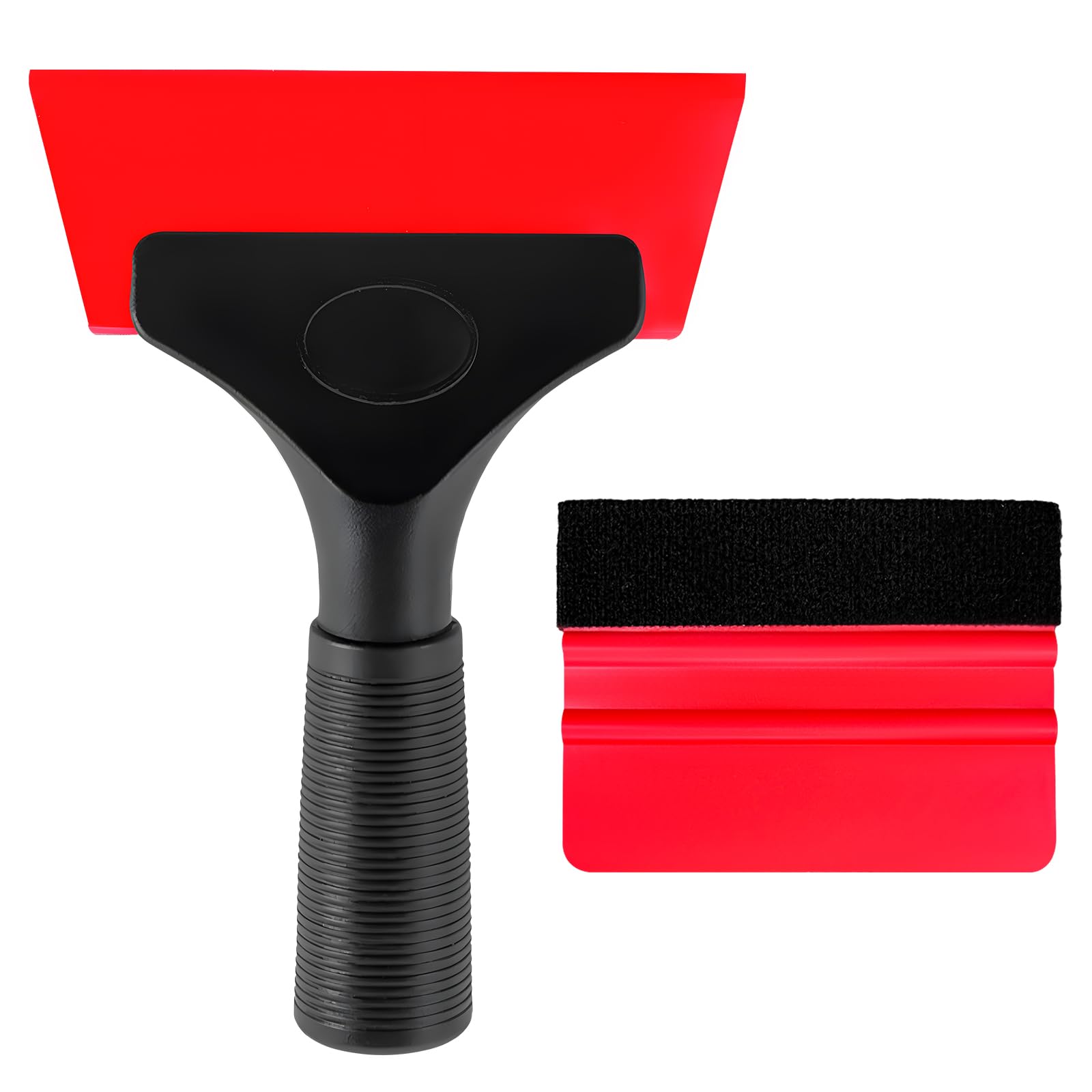 Yourkar 2 PCS Window Tint Kit Tools, Professional Vinyl Wrap Kit with Plastic Squeegee &amp; Felt Squeegee, Universal Privacy Film Installation Tint Tools for Vehicle Glass Home (Red)