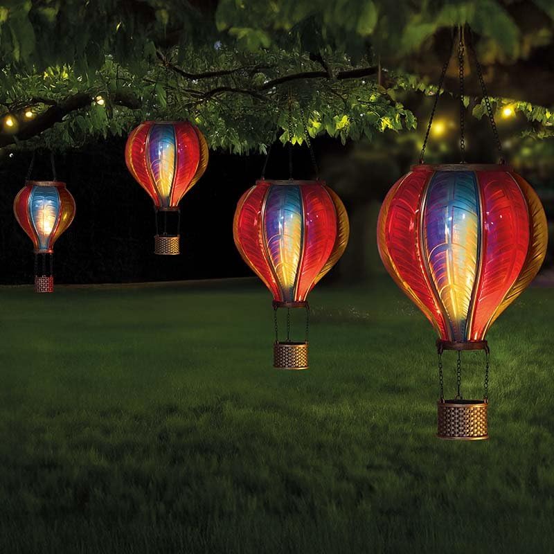 Rainbow Glass Effect Flaming Garden Light Hot Air Balloon Garden Lantern