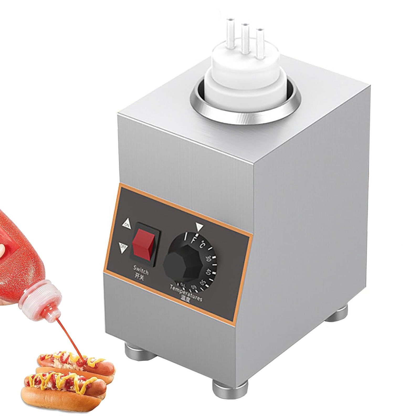 Calentador eléctrico de salsa para uso comercial, temperatura ajustable de 30 a 85 °C, calentador de botellas para queso nacho, chocolate y mermelada