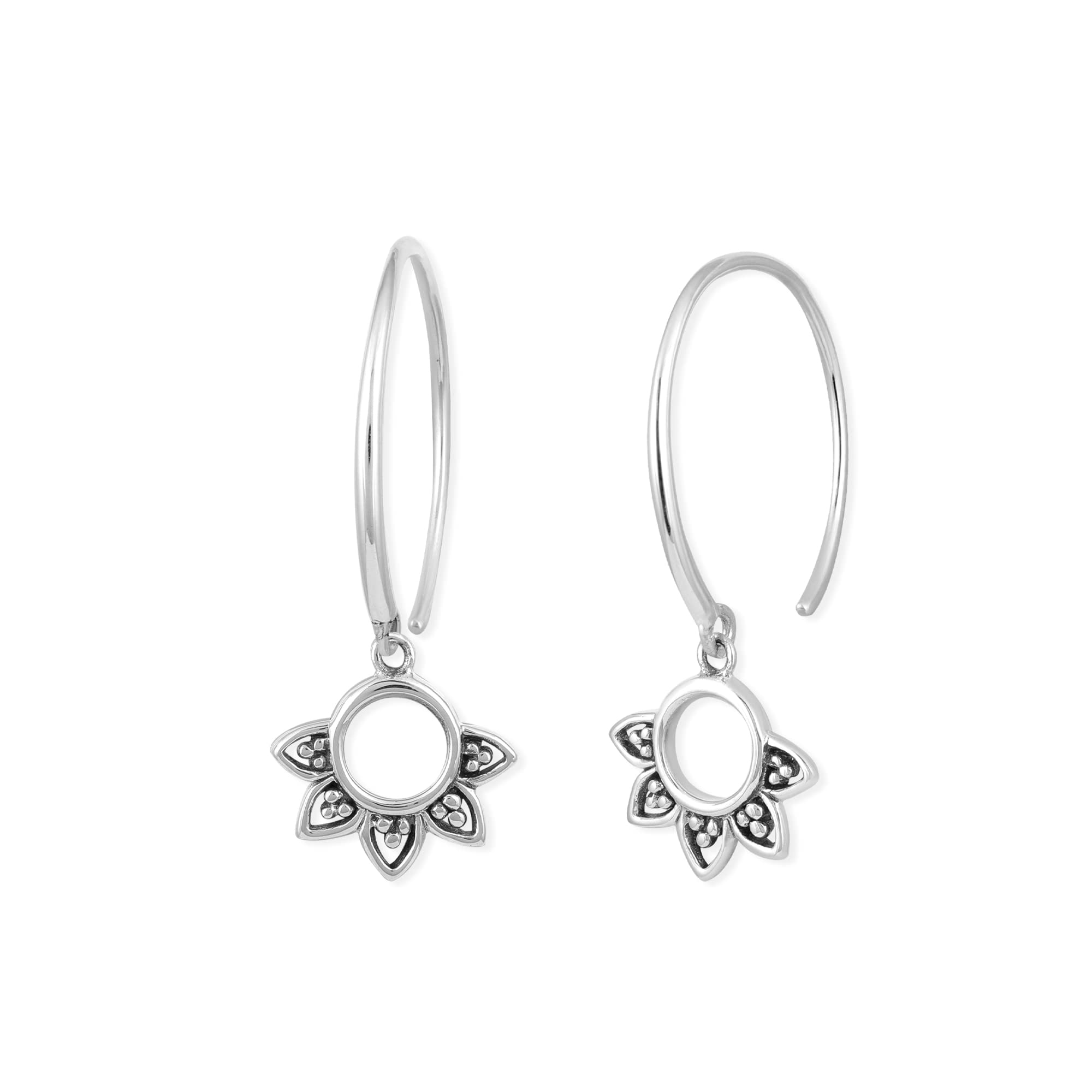 Boma Jewelry Sterling Silver Balinese Filigree Circle Pull Through Hoop Earrings