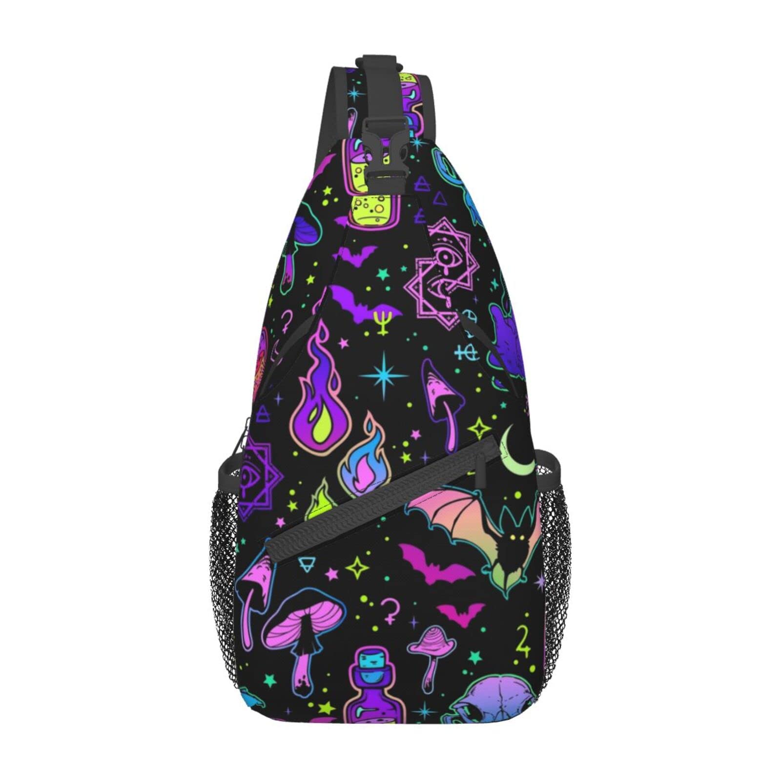 KMIVQGE Sugar Skull Rose Crossbody Backpack for Travel Hiking Chest Daypack Shoulder Sling Bag for Men Women Cycling Walking