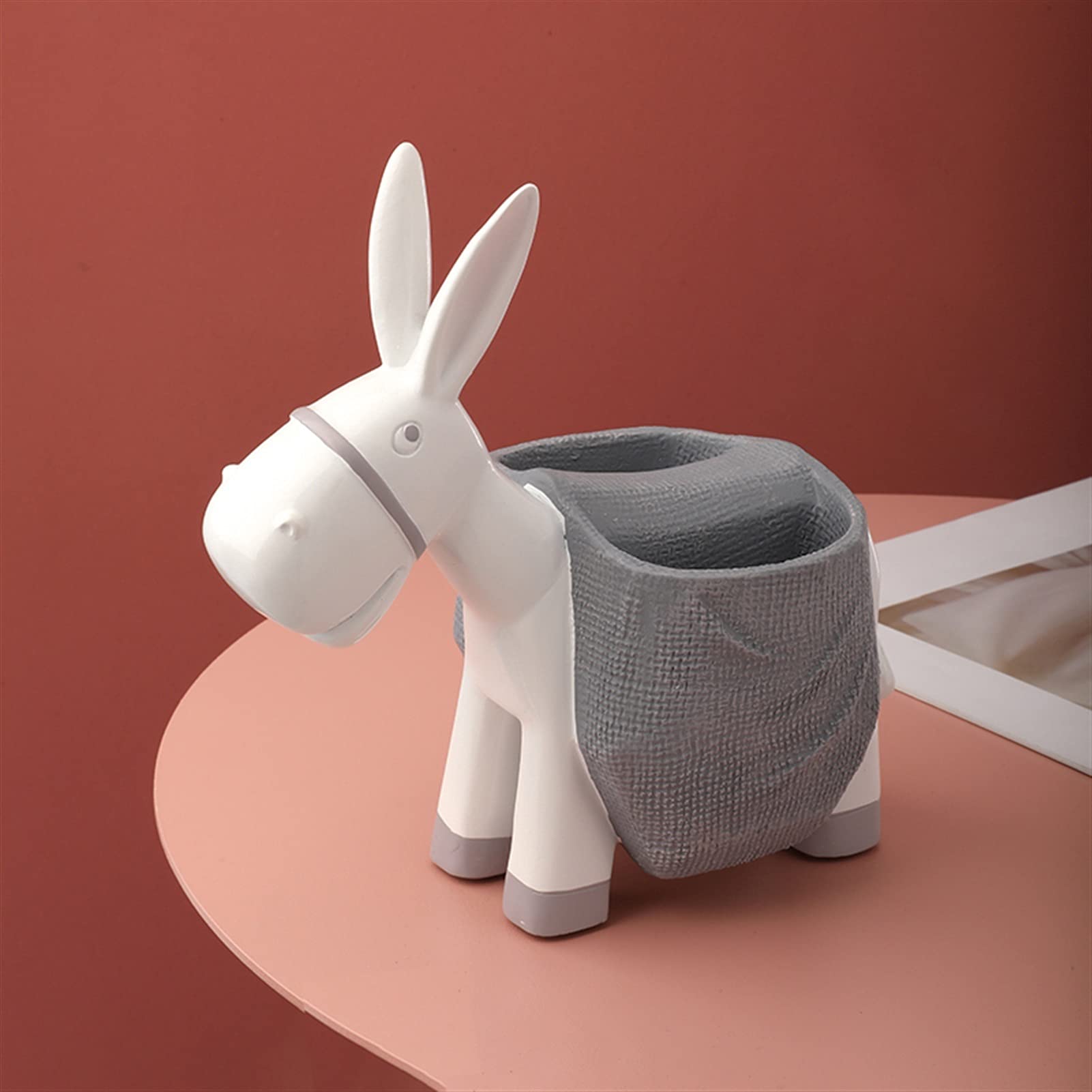Pot à crayons et stylos – Petit pot à crayons en résine en forme d'âne – Accessoire de bureau – Porte-pinceaux de maquillage pour filles