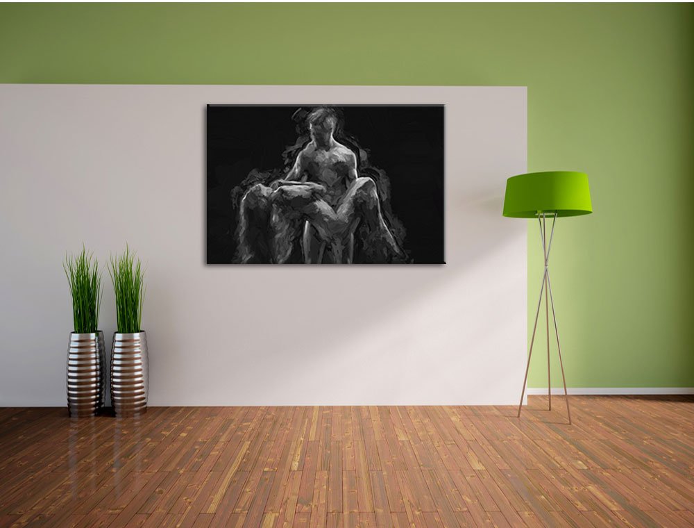Pixxprint Nude sexy Paar Kunst Pinsel Effekt, Größe: 120x80cm, Leinwandbild, fertig gespannt, Wandbild, Dekoration, Kunstdruck, kein Poster