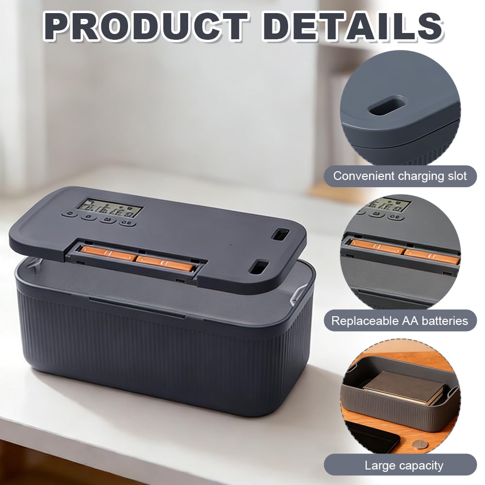 Coffre-fort Sécurisé avec Minuterie, Boîte de Rangement Verrouillable avec Minuteur, Boîte de Verrouillage pour Téléphone Portable avec Minuterie pour Cuisine, Maison, Réfrigérateur, Voyage