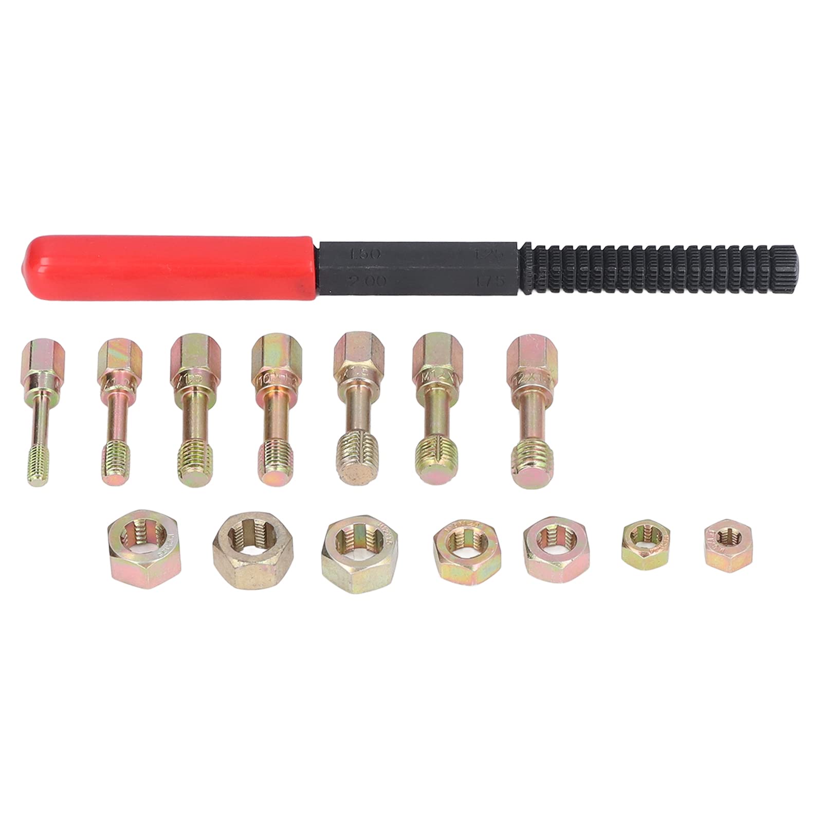 Restaurador de roscas métricas, Kit de Herramientas de reparación de 15 Piezas con 7 Matrices, 7 machos de roscar y 1 Lima para Coche.
