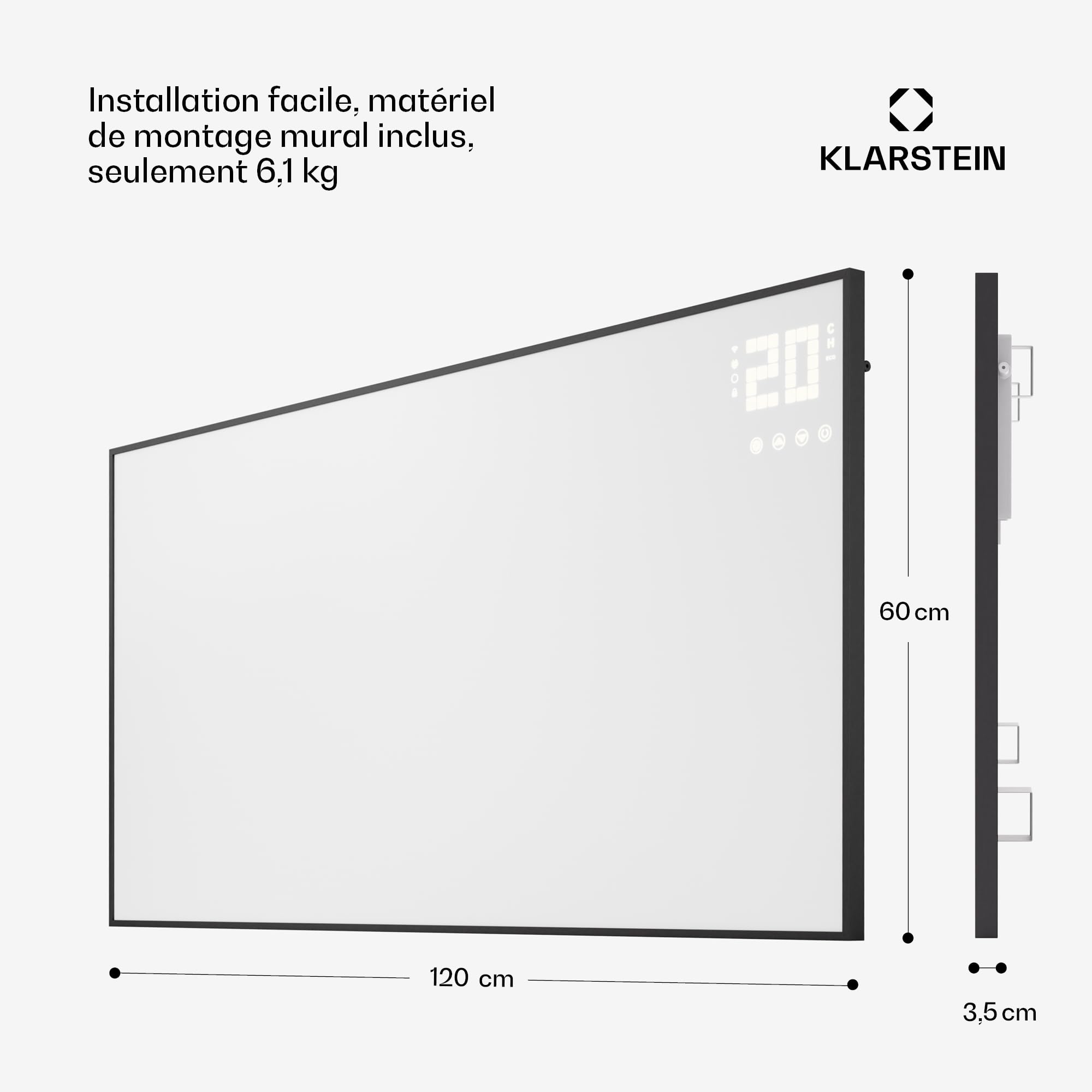 Klarstein Radiateurs Chauffage Radiant Electrique IP24, Chauffage Salle de Bain Infrarouge Intelligent WiFi et App, Radiateur Electrique Mural 770W, Heater avec Détection Fenêtre Ouverte, Thermostat