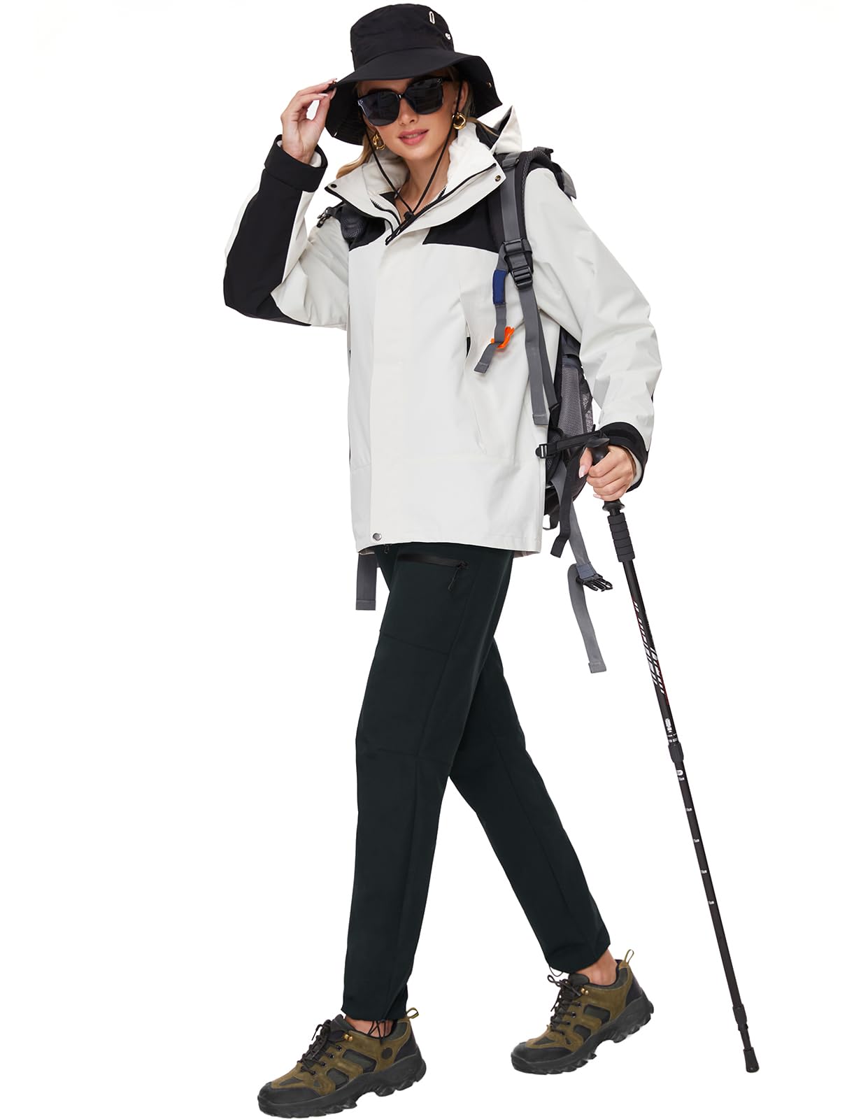 SEVEGO Pantalones de Senderismo para Mujer, Entrepierna Alta, 32, 34 y 36 Pulgadas, Ligeros, 4 Bolsillos con Cremallera, Resistentes al Agua, Negro -, L / 36L