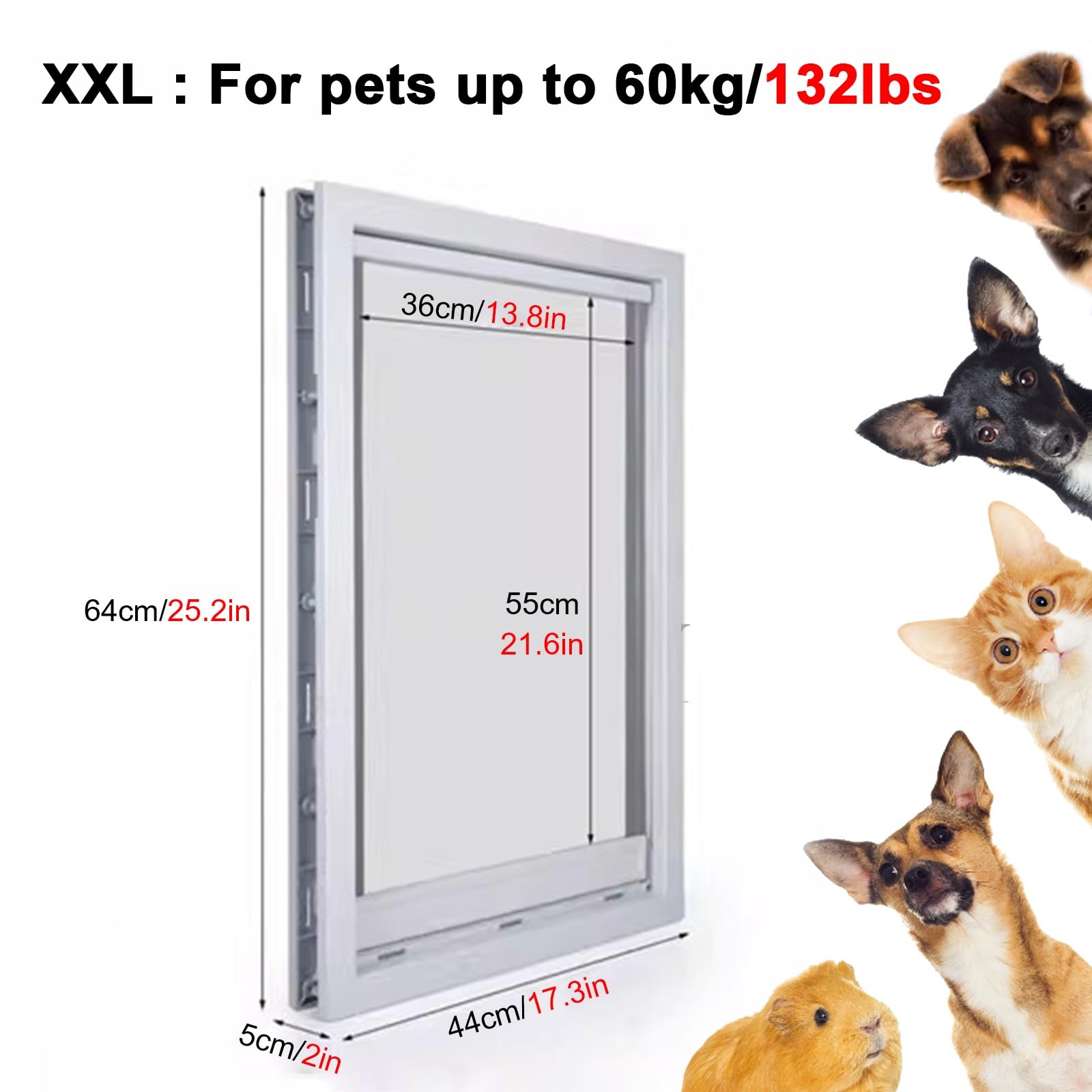 hundeklappe Fenstereinsatz für Hunde, Magnetische Selbstschließende Haustierklappe für Schlafzimmer/Wohnzimmer/Eingang(Black,XXL)